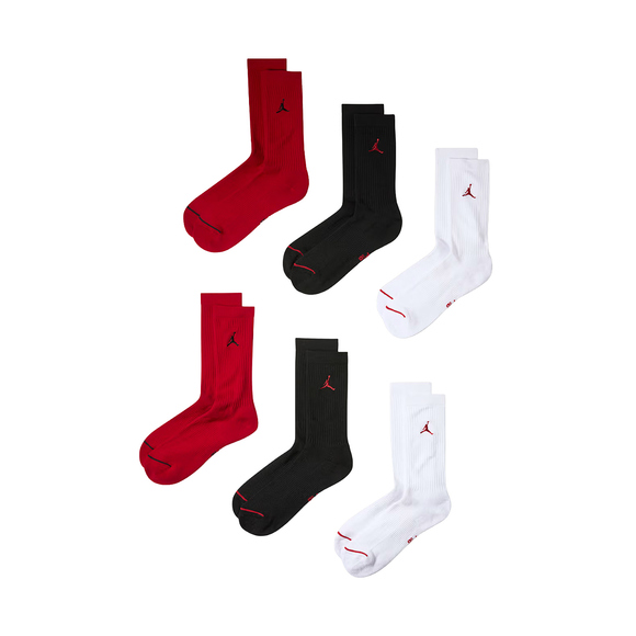 Skarpety Jordan Everyday Cushioned Crew Socks 6 par czerwone,czarne,białe HV6228 900