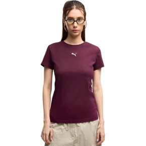 Koszulka damska Puma Ess Centered Cat Logo Tee burgundowa 692916 24