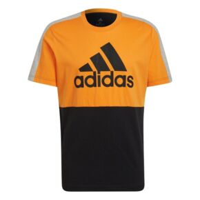 Koszulka męska adidas Essentials Colorblock Single Jersey Tee pomarańczowo-czarna HE4328