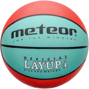 Piłka koszykowa Meteor Layup 4 czerwono-zielona 07047
