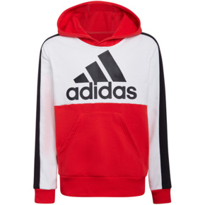 Bluza dla dzieci adidas Colorblock Fleece Hoodie czerwona HC5657