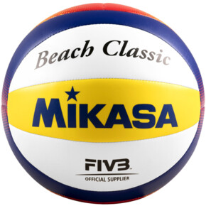 Piłka siatkowa plażowa Mikasa Beach Classic biało-żółto-niebieska BV552C-WYBR