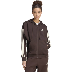 Bluza damska adidas Essentials 3-Stripes Full-Zip Fleece Hoodie brązowa KX0784