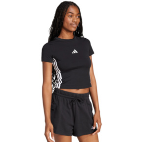 Koszulka damska adidas Essentials 3-Stripes Slim Baby czarno-biała JC8325