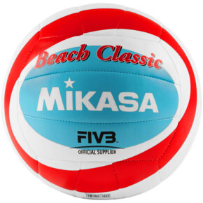 Piłka siatkowa plażowa Mikasa Beach Classic biało-czerwono-niebieska BV543C-VXB-RSB