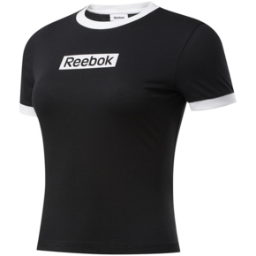 Koszulka damska Reebok Training Essentials Linear Logo Tee czarno-biała FK6681