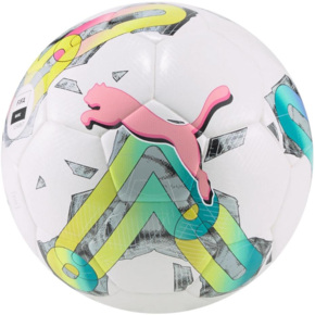 Piłka nożna Puma Orbita 4 HYB FIFA Basic biało-zielono-różowa 83781 01