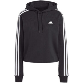 Bluza damska adidas Essentials 3-Stripes French Terry Crop Hoodie czarna IC8767