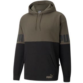 Bluza męska Puma Power Colorblock Hoodie FL zielono-czarna  846103 44