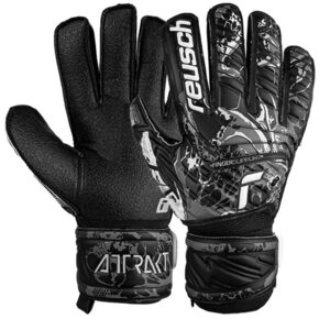 Rękawice bramkarskie Reusch Attrakt Resist Finger Support czarno-szare 5370610 7700