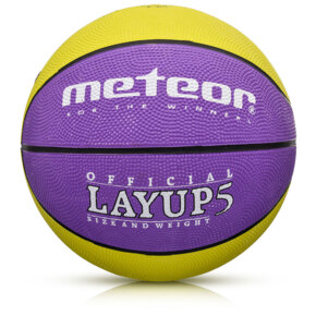 Piłka koszykowa Meteor LayUp 5 fioletowo-żółta 07086