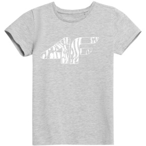 Koszulka dla dziewczynki 4F chłodny jasny szary melanż HJZ21 JTSD009 27M