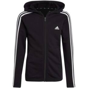 Bluza dla dzieci adidas Essentials 3-Stripes Full-Zip Hoodie czarna IC3634