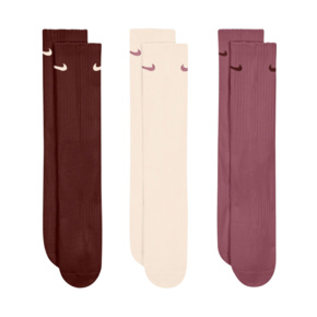 Skarpety Nike Everyday Cushioned Crew 3 pary brązowe, beżowe, różowe SX7664 915
