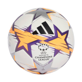 Piłka nożna adidas UCL Womens Mini 26/27 League Stage biało-pomarańczowo-fioletowa KE5143