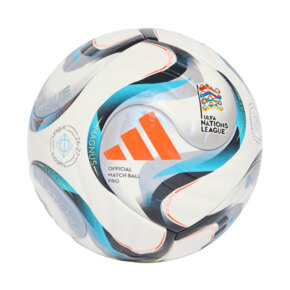 Piłka nożna adidas UEFA Nations League 26/27 Pro biało-niebiesko-pomarańczowa KE7539
