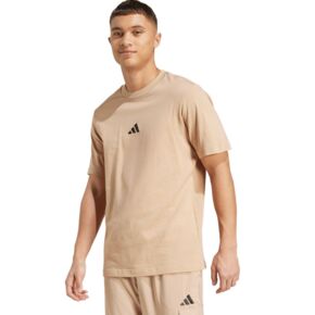 Koszulka męska adidas Essentials Small Logo Single Jersey beżowa JX5657